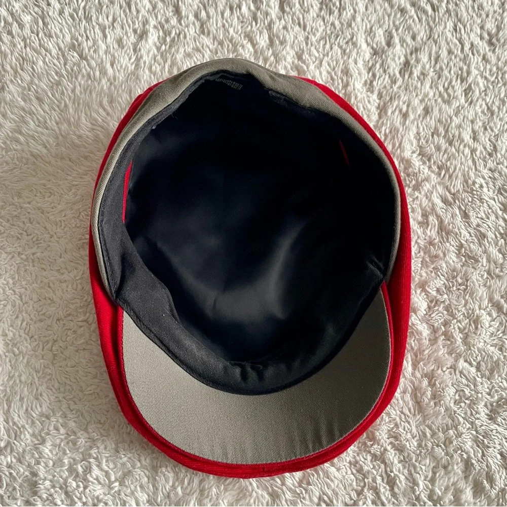 Vintage 90’s Nike Golf Bright Red Driver Cap Hat Tan Logo & Trim Newsboy - Picture 2 of 9